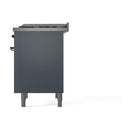 ILVE 36-Inch Nostalgie II Propane Gas Dual Fuel Range with 6 Burners and Solid Door Oven in Blue Grey with Bronze Trim (UP36FQNMPBGBLP)