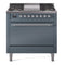 ILVE 36-Inch Nostalgie II Natural Gas Dual Fuel Range with 6 Burners and Solid Door Oven in Blue Grey with Chrome Trim (UP36FQNMPBGC)