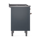 ILVE 36-Inch Nostalgie II Natural Gas Dual Fuel Range with 6 Burners and Solid Door Oven in Blue Grey with Copper Trim (UP36FQNMPBGP)
