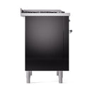ILVE 36-Inch Nostalgie II Natural Gas Dual Fuel Range with 6 Burners and Solid Door Oven in Glossy Black with Chrome Trim (UP36FQNMPBKC)