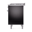 ILVE 36-Inch Nostalgie II Propane Gas Dual Fuel Range with 6 Burners and Solid Door Oven in Glossy Black with Chrome Trim (UP36FQNMPBKCLP)