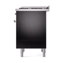 ILVE 36-Inch Nostalgie II Natural Gas Dual Fuel Range with 6 Burners and Solid Door Oven in Glossy Black with Chrome Trim (UP36FQNMPBKC)