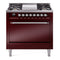 ILVE 36-Inch Nostalgie II Natural Gas Dual Fuel Range with 6 Burners and Solid Door Oven in Burgundy with Chrome Trim (UP36FQNMPBUC)