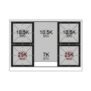 Cooktop burner BTU diagram showing 10.5K, 7K, and 25K gas burner ratings