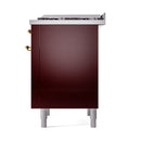 ILVE 36-Inch Nostalgie II Propane Gas Dual Fuel Range with 6 Burners and Solid Door Oven in Burgundy with Brass Trim (UP36FQNMPBUGLP)