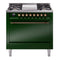 ILVE 36-Inch Nostalgie II Natural Gas Dual Fuel Range with 6 Burners and Solid Door Oven in Emerald Green with Bronze Trim (UP36FQNMPEGB)