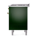 ILVE 36-Inch Nostalgie II Propane Gas Dual Fuel Range with 6 Burners and Solid Door Oven in Emerald Green with Brass Trim (UP36FQNMPEGGLP)