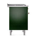ILVE 36-Inch Nostalgie II Propane Gas Dual Fuel Range with 6 Burners and Solid Door Oven in Emerald Green with Copper Trim (UP36FQNMPEGPLP)