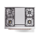 ILVE 36-Inch Nostalgie II Natural Gas Dual Fuel Range with 6 Burners and Solid Door Oven in Midnight Blue with Copper Trim (UP36FQNMPMBP)