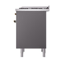 ILVE 36-Inch Nostalgie II Propane Gas Dual Fuel Range with 6 Burners and Solid Door Oven in Matte Graphite with Bronze Trim (UP36FQNMPMGBLP)