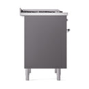 ILVE 36-Inch Nostalgie II Propane Gas Dual Fuel Range with 6 Burners and Solid Door Oven in Matte Graphite with Chrome Trim (UP36FQNMPMGCLP)