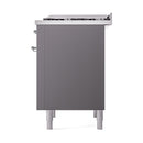 ILVE 36-Inch Nostalgie II Propane Gas Dual Fuel Range with 6 Burners and Solid Door Oven in Matte Graphite with Chrome Trim (UP36FQNMPMGCLP)