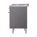 ILVE 36-Inch Nostalgie II Natural Gas Dual Fuel Range with 6 Burners and Solid Door Oven in Matte Graphite with Chrome Trim (UP36FQNMPMGC)