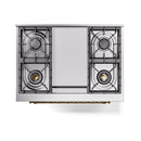 ILVE 36-Inch Nostalgie II Propane Gas Dual Fuel Range with 6 Burners and Solid Door Oven in Matte Graphite with Brass Trim (UP36FQNMPMGGLP)