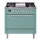 ILVE 36-Inch Nostalgie II Propane Gas Dual Fuel Range with 6 Burners and Solid Door Oven in Mediterranean Mint with Chrome Trim (UP36FQNMPMMCLP)