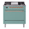 ILVE 36-Inch Nostalgie II Propane Gas Dual Fuel Range with 6 Burners and Solid Door Oven in Mediterranean Mint with Copper Trim (UP36FQNMPMMPLP)