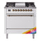 ILVE 36-Inch Nostalgie II Natural Gas Dual Fuel Range with 6 Burners and Solid Door Oven in Custom RAL with Bronze Trim (UP36FQNMPRAB)