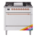 ILVE 36-Inch Nostalgie II Propane Gas Dual Fuel Range with 6 Burners and Solid Door Oven in Custom RAL with Copper Trim (UP36FQNMPRAPLP)