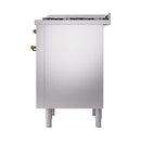 ILVE 36-Inch Nostalgie II Propane Gas Dual Fuel Range with 6 Burners and Solid Door Oven in Stainless Steel with Bronze Trim (UP36FQNMPSSBLP)