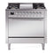 ILVE 36-Inch Nostalgie II Natural Gas Dual Fuel Range with 6 Burners and Solid Door Oven in Stainless Steel with Chrome Trim (UP36FQNMPSSC)