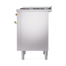 ILVE 36-Inch Nostalgie II Natural Gas Dual Fuel Range with 6 Burners and Solid Door Oven in Stainless Steel with Brass Trim (UP36FQNMPSSG)