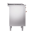 ILVE 36-Inch Nostalgie II Propane Gas Dual Fuel Range with 6 Burners and Solid Door Oven in Stainless Steel with Copper Trim (UP36FQNMPSSPLP)