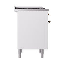 ILVE 36-Inch Nostalgie II Propane Gas Dual Fuel Range with 6 Burners and Solid Door Oven in White with Bronze Trim (UP36FQNMPWHBLP)