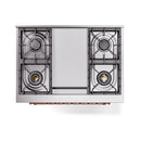 ILVE 36-Inch Nostalgie II Natural Gas Dual Fuel Range with 6 Burners and Solid Door Oven in White with Copper Trim (UP36FQNMPWHP)
