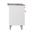 ILVE 36-Inch Nostalgie II Natural Gas Dual Fuel Range with 6 Burners and Solid Door Oven in White with Copper Trim (UP36FQNMPWHP)