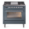 ILVE 36-Inch Professional Plus II Freestanding Dual Fuel Range with 6 Sealed Burner in Blue Grey (UP36FWMPBG)