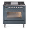 ILVE 36-Inch Professional Plus II Freestanding Natural Gas Dual Fuel Range with 6 Sealed Burner in Blue Grey (UP36FWMPBG)