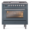 ILVE 36-Inch Professional Plus II Freestanding Dual Fuel Range with 6 Sealed Burner in Blue Grey (UP36FWMPBG)