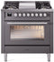 ILVE Professional Plus II 36-Inch Freestanding Natural Gas Dual Fuel Range with 6 Sealed Burner in Matte Graphite (UP36FWMPMG)