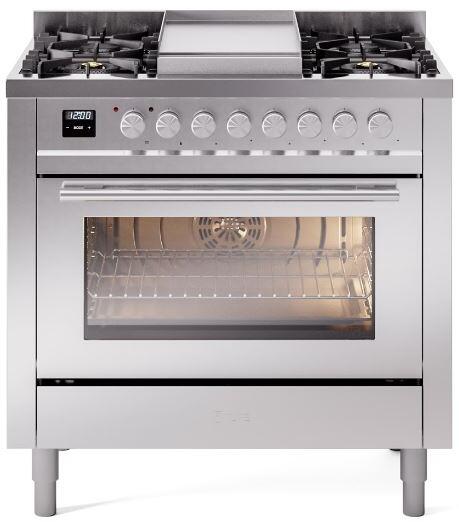 ILVE Professional Plus II 36-Inch Freestanding Dual Fuel Range with 6 Sealed Burner in Stainless Steel (UP36FWMPSS)