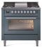 ILVE 36-Inch Professional Plus II Freestanding Dual Fuel Range with 6 Sealed Burner in Blue Grey (UP36FWMPBG)