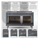 ILVE Nostalgie II Limited Edition 48-Inch Dual Fuel Range with 8 Gas Brass Burners and Electric Oven in Stainless Steel (UP488NMPSSG)