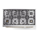 ILVE Nostalgie II Limited Edition 48-Inch Natural Gas Dual Fuel Range with 8 Gas Brass Burners and Electric Oven in Stainless Steel (UP488NMPSSG)