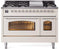 ILVE Nostalgie II 48-Inch Freestanding Natural Gas Dual Fuel Range in Antique White with Chrome Trim (UP48FNMPAWC)