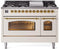 ILVE Nostalgie II 48-Inch Freestanding Natural Gas Dual Fuel Range in Antique White with Brass Trim (UP48FNMPAWG)