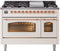ILVE Nostalgie II 48-Inch Freestanding Natural Gas Dual Fuel Range in Antique White with Copper Trim (UP48FNMPAWP)