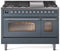 ILVE Nostalgie II 48-Inch Dual Fuel Freestanding Range in Blue Grey with Chrome Trim (UP48FNMPBGC)