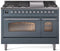 ILVE Nostalgie II 48-Inch Freestanding Natural Gas Dual Fuel Range in Blue Grey with Chrome Trim (UP48FNMPBGC)
