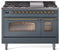 ILVE Nostalgie II 48-Inch Freestanding Natural Gas Dual Fuel Range in Blue Grey with Brass Trim (UP48FNMPBGG)