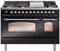 ILVE Nostalgie II 48-Inch Freestanding Natural Gas Dual Fuel Range in Glossy Black with Chrome Trim (UP48FNMPBKC)