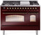 ILVE Nostalgie II 48-Inch Freestanding Natural Gas Dual Fuel Range in Burgundy with Bronze Trim (UP48FNMPBUB)