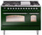 ILVE Nostalgie II 48-Inch Freestanding Natural Gas Dual Fuel Range in Emerald Green with Chrome Trim (UP48FNMPEGC)