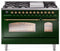 ILVE Nostalgie II 48-Inch Dual Fuel Freestanding Range in Emerald Green with Brass Trim (UP48FNMPEGG)