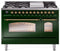 ILVE Nostalgie II 48-Inch Freestanding Natural Gas Dual Fuel Range in Emerald Green with Brass Trim (UP48FNMPEGG)