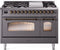 ILVE Nostalgie II 48-Inch Dual Fuel Freestanding Range in Matte Graphite with Bronze Trim (UP48FNMPMGB)