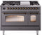 ILVE Nostalgie II 48-Inch Freestanding Natural Gas Dual Fuel Range in Matte Graphite with Bronze Trim (UP48FNMPMGB)